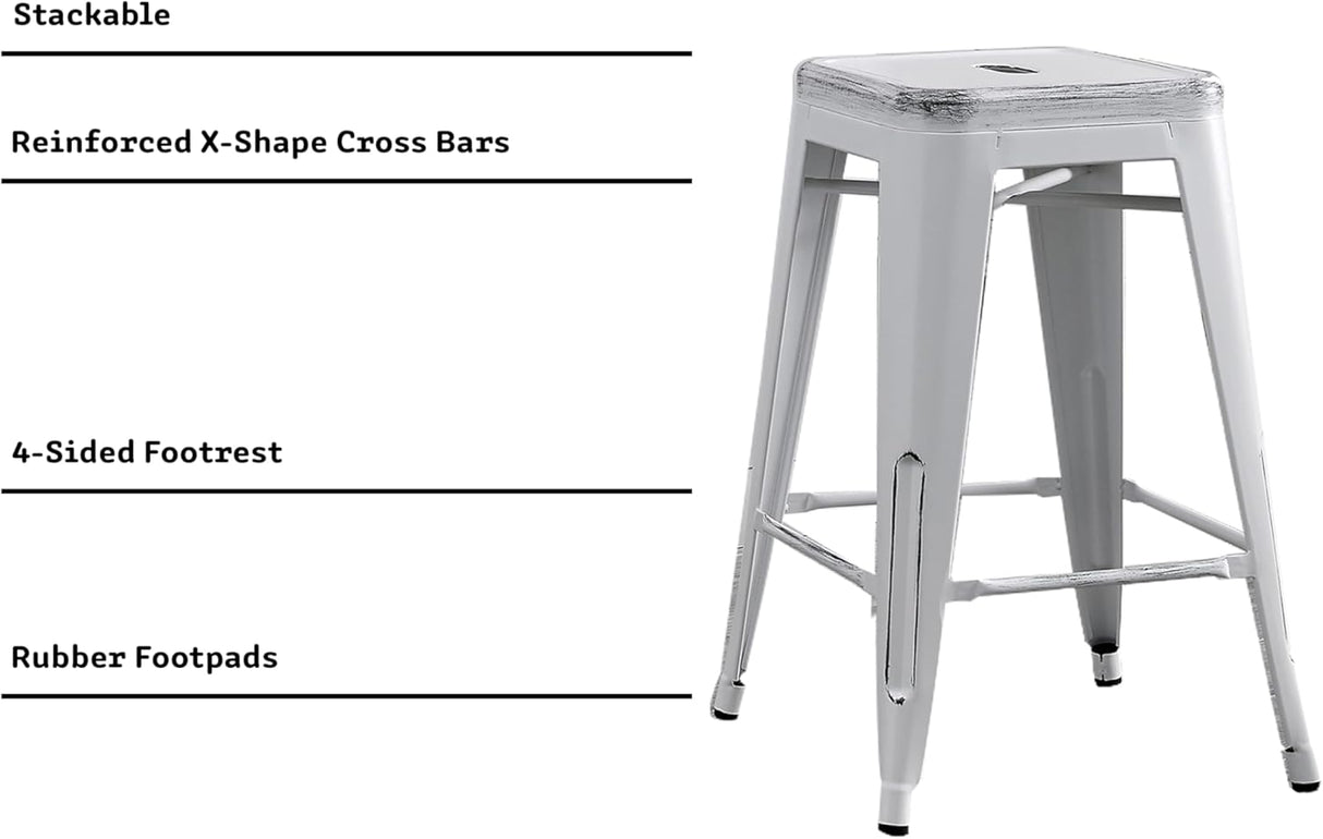 Backless Modern Industrial Bar Stools (Set of 2)