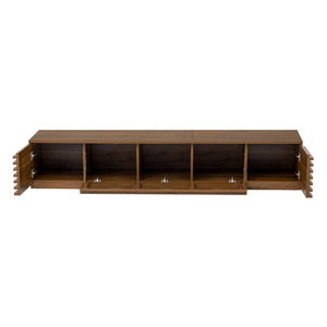 TV Stand for TVs, Entertainment Center with Cable Management and Soft Closing Hinges - Walnut
