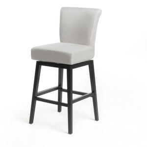 Quicksilvered - Upholstered Swivel Counter Stool With Wood Legs - Beige - Best Buy Furniture