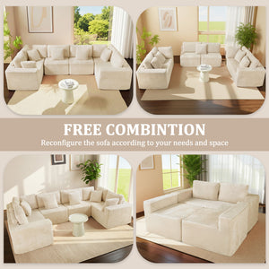 Modular U Shaped Sectional Sofa With Reversible Design