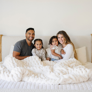Double Ruched Faux Fur XL Throw Blanket