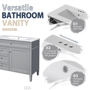 Bathroom Vanity With Mirror Cabinet, Single Sink With 2 Soft Closing Doors And 4 Drawers