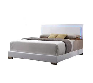 Lorimar White Faux Leather Panel Bed