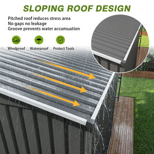 Lean To Shed With Open Sided Pergola, Outdoor Storage Shed & Attached Hardtop Gazebo Combo - Gray