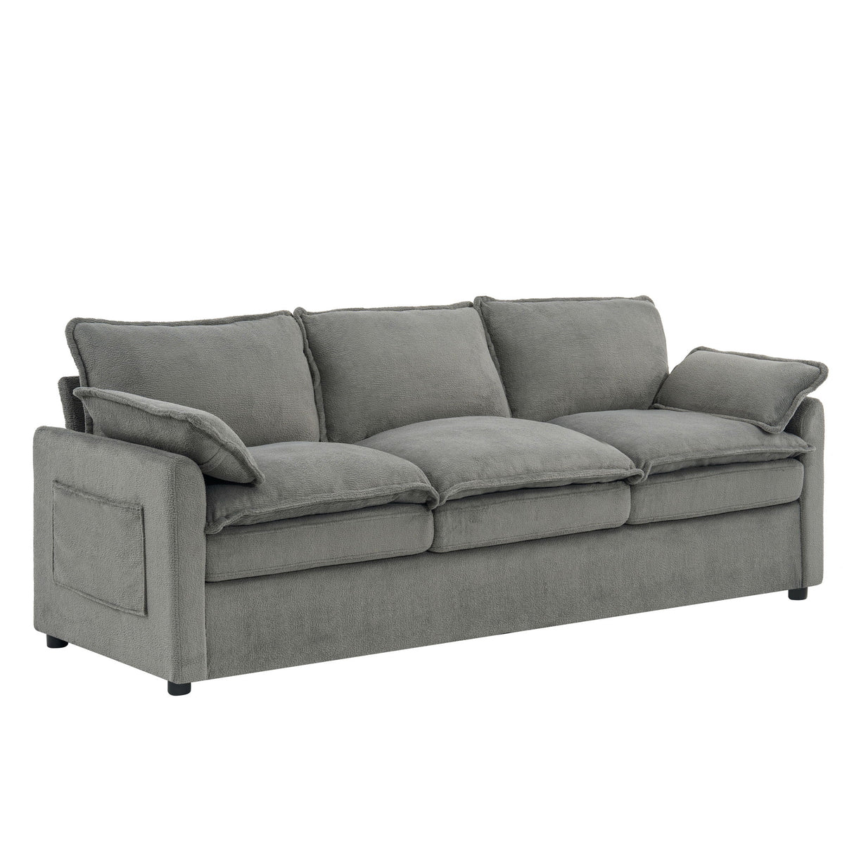 Modern 3 Seater Sofa With Side Storage Pockets For Living Room