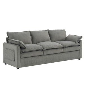 Modern 3 Seater Sofa With Side Storage Pockets For Living Room