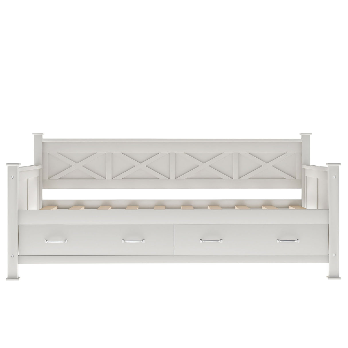 Modern Daybed With 2 Large Drawers, X Shaped Frame