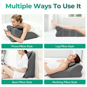 Ergonomic Spinal Posture Support & Multi-Functional Bed Pillow - Grey