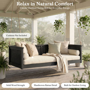 TOPMAX Outdoor Classic Solid Wood Twin Size Swing Bed