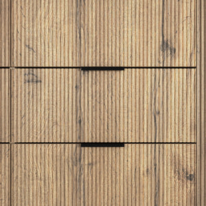 Modern 6 Drawer Cabinet With Metal Rounded Corners And Exquisite Handles Multi Functional Storage - Natural Wood