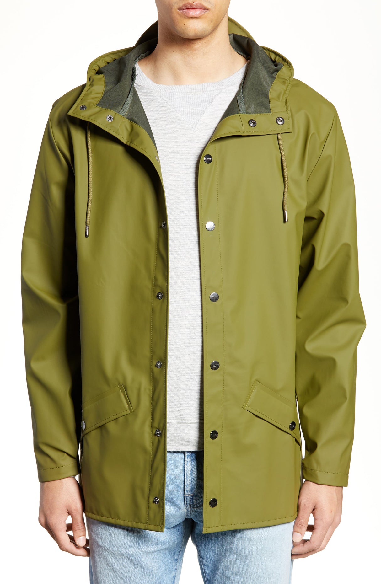 Rains Lightweight Hooded Rain Jacket - Medium Green