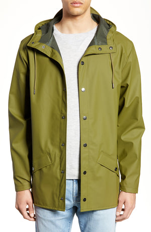 Rains Lightweight Hooded Rain Jacket - Medium Green