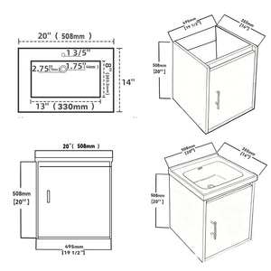 20" Floating Bathroom Vanity, Wall Mounted Plywood Cabinet