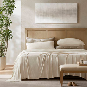 4-Piece Cal King Stretch Jersey Sheet Set with Snug-Fit Stretch - Grey