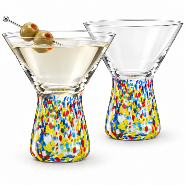 The Wine Savant Stemless Martini Glasses Hand Blown - Set of 2 Clear