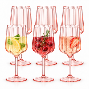 Khen Acrylic Lucia Stemmed Goblets - Set of 6 |14oz | Pink