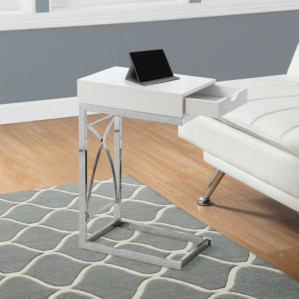 Accent Table, C - Shaped Glossy Contemporary & Modern - White - Best Buy Furniture