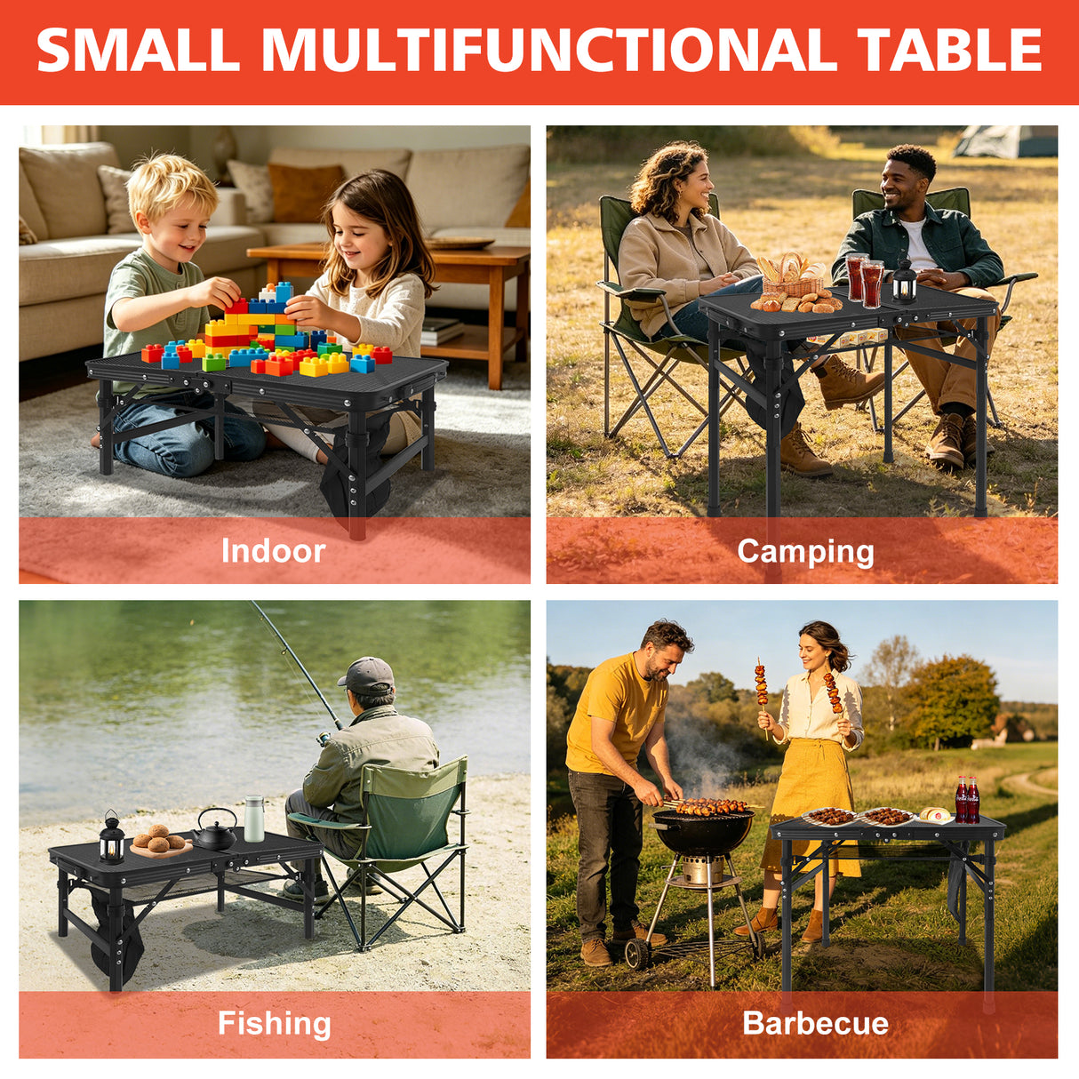 2FT Camping Table with Mesh Desktop, Lightweight & Portable