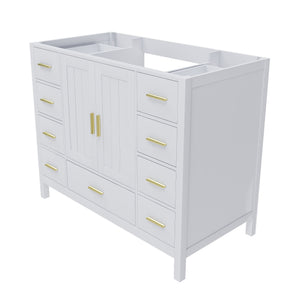 42" Bathroom Vanity Base Cabinet with 2 Soft-Close Double Doors & 9 Smooth Drawers