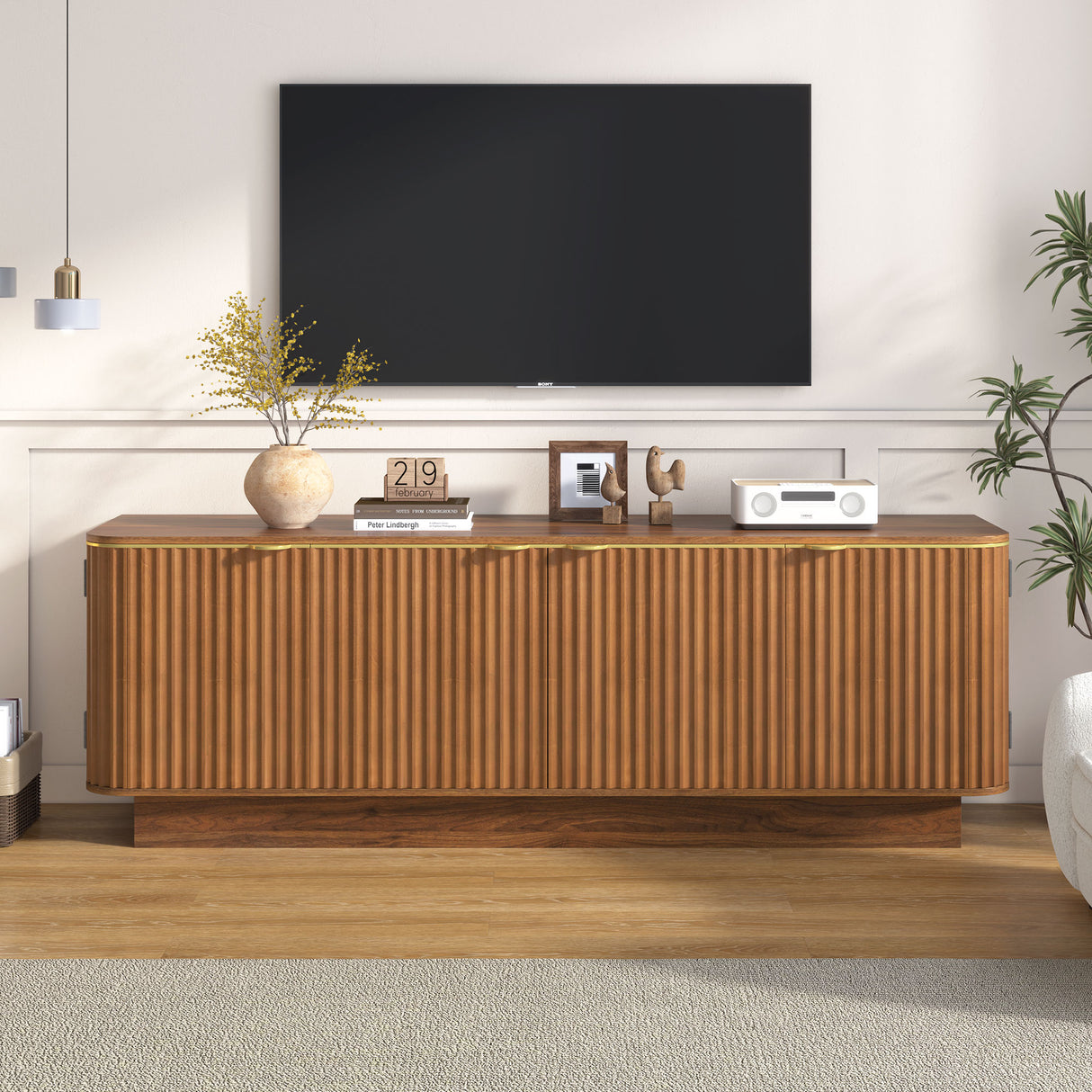 Vibe Haus Mid-Century Modern TV Stand for 70 Inch TV