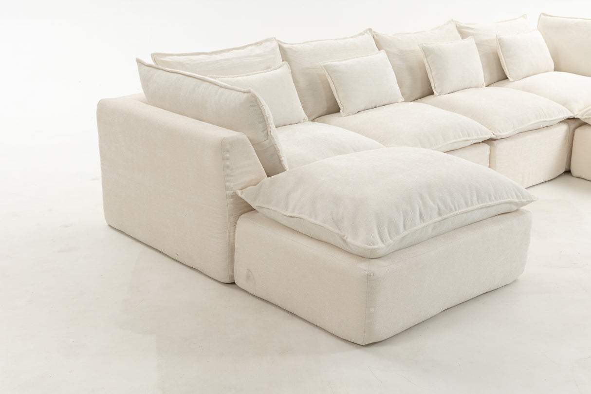 129.8" Width Cloud Couch Oversized Modular Sectional Sofa