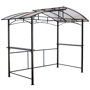 Grill Gazebo 8X5Ft, Outdoor Patio Canopy, Bbq Shelter With Steel Hardtop And Side Shelves - Black