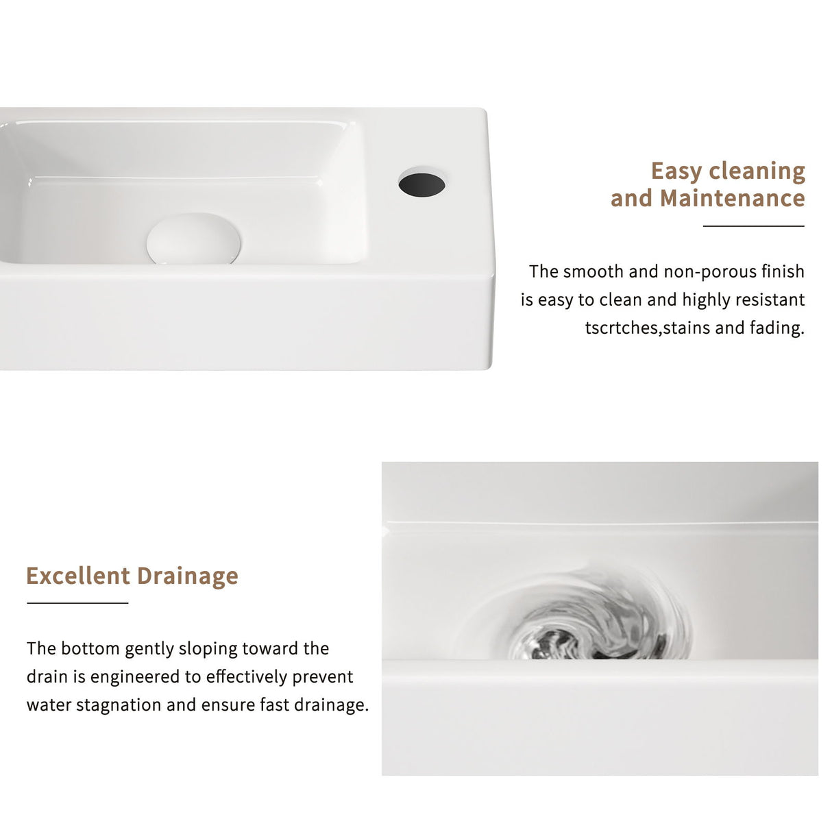 Wall Mounted Bathroom Sink With Faucet And Drain