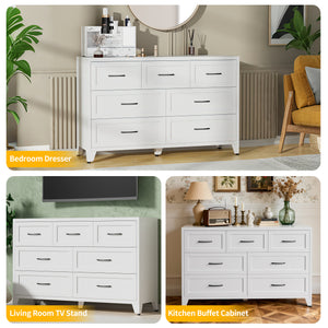 7-Drawer Dresser, Wide Low-Profile Storage Cabinet with Steel Construction