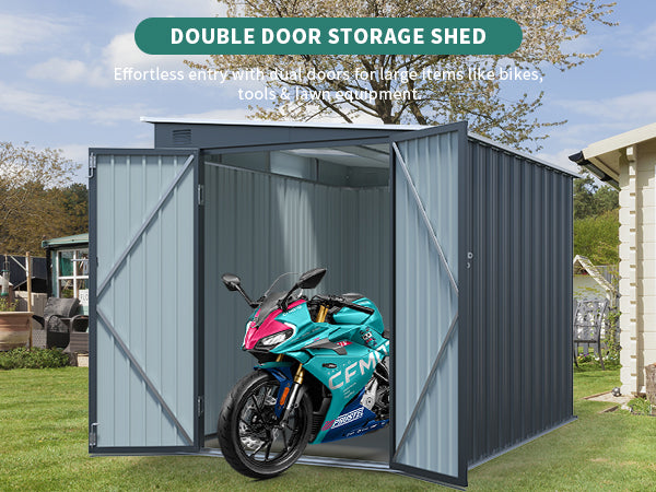 6x8FT Galvanized Steel Outdoor Storage Shed