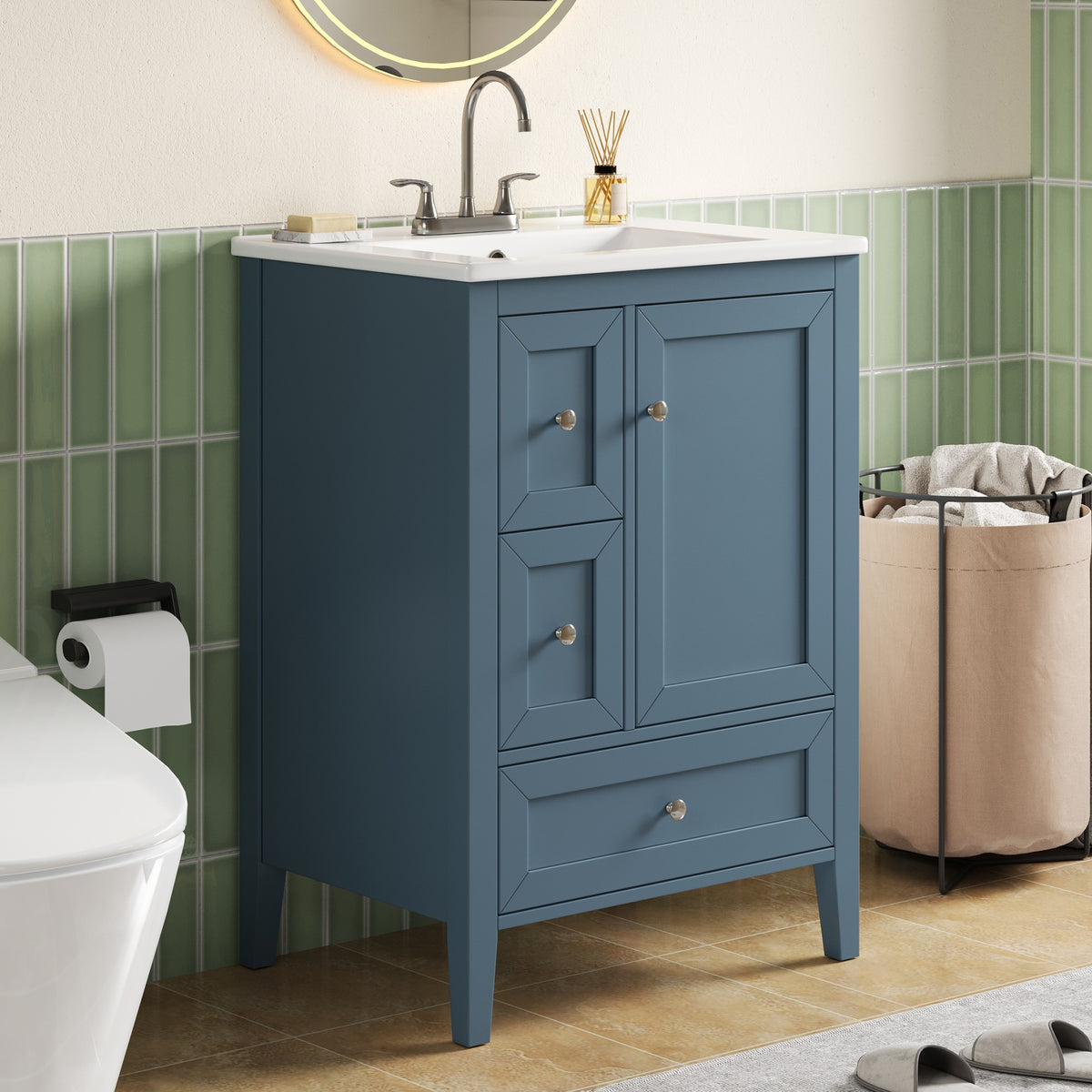 24" Modern Blue Gray Bathroom Vanity