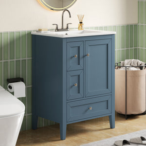 24" Modern Blue Gray Bathroom Vanity