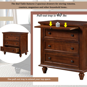 U_STYLE 27.6'' Nightstand with Pine Wood Veneer