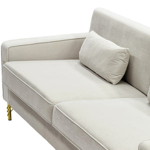 Ivory White 2-Piece Velvet Sofa Set