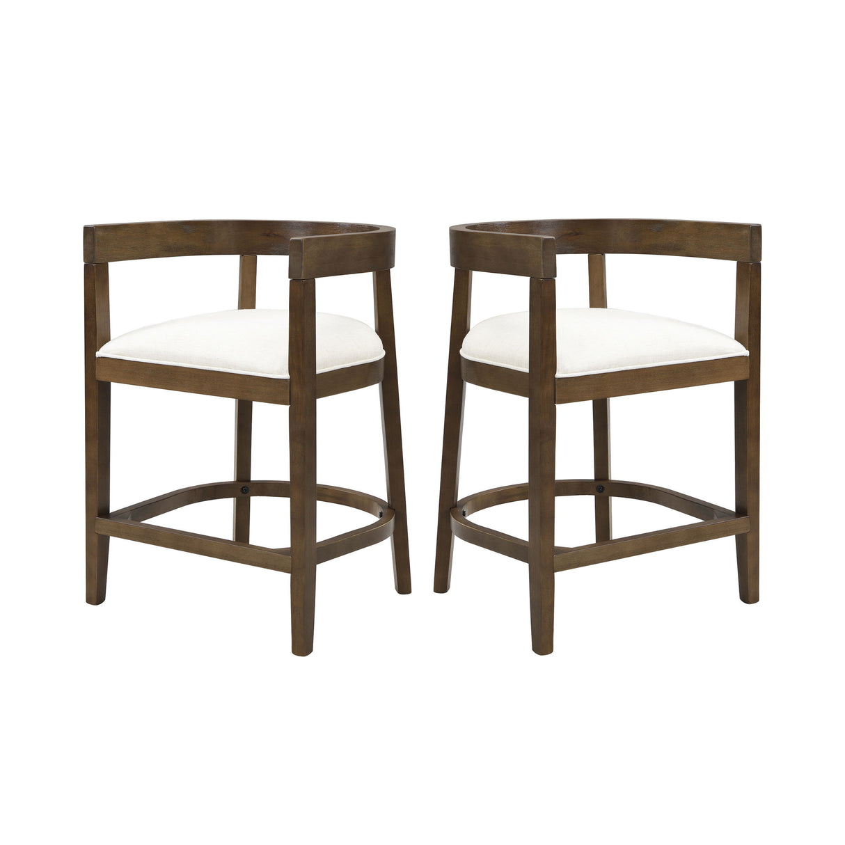 Modern Rubberwood Counter Stool Set With Upholstered Seats