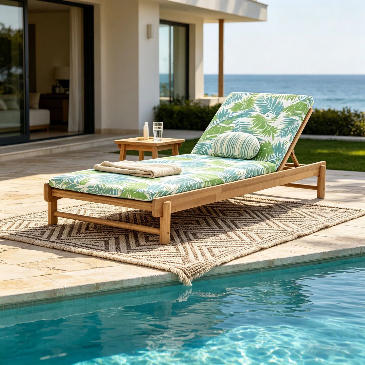 Light Teak Acacia Wood Chaise Lounge Set