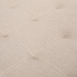Upholstered Tufted Fabric Storage Ottoman, Wheat