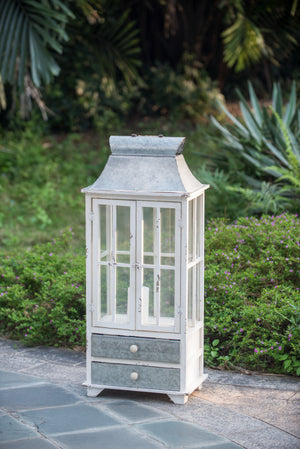 S/2 Evelyn Enclosed Lantern Set with Handle & Drawers