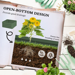 Outsunny 55" Tall Galvanized Raised Garden Bed with Trellis
