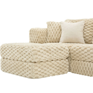 Modular Sectional Sofa, Boneless Couch With 2 Movable Ottomans