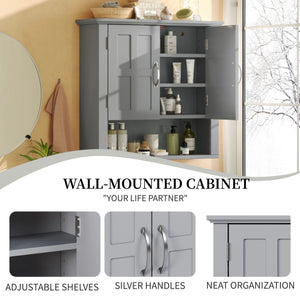 Multi Functional Wall Mounted Cabinet With Adjustable Shelves For Bathroom
