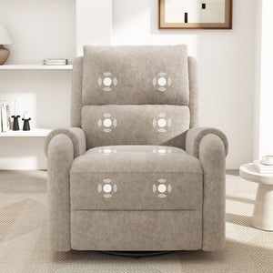 Manual Recliner Massage Chair With Swivel Rocker, 8 Massage Modes, Side Storage Pocket