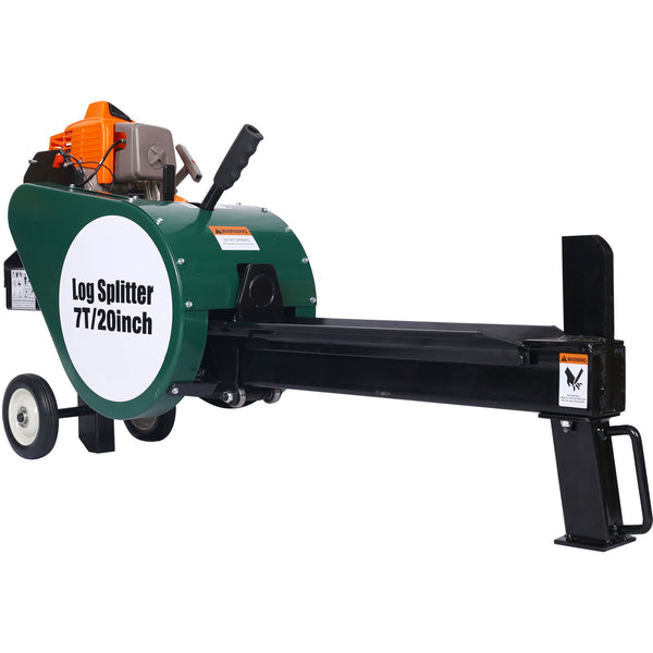 Portable Double Flywheel Electric Log Splitter 7 Ton Gas Log Splitter With Auto Return Steel - Gray