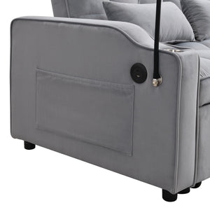 Modern Loveseat With Pullout Bed, Adjustable Reclining Backrest