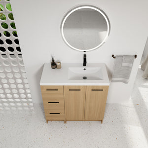 Wall Mounted Floating Bathroom Vanity With Sink, Door & Drawers Modular Cabinet