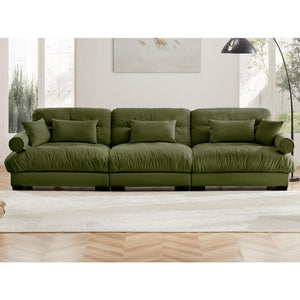 Modern Sofa With Bolstered Armrests And Pillows