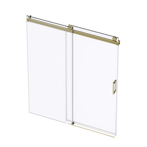 Frameless Soft-Closing Shower Door, 1/4" (6 Mm) Tempered Glass Single Sliding With Explosion Proof Coating