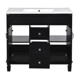 Bathroom Vanity With Top Sink, Mirror Cabinet, 2 Soft Closing Doors & 2 Drawers