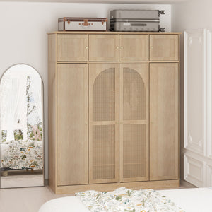8 Door Armoire Wardrobe With Adjustable Shelves And Hanging Rod