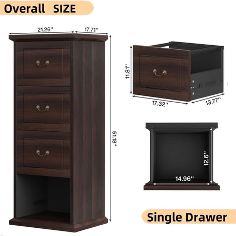4 Drawer Vertical File Cabinet For A4 / Letter Files - Walnut