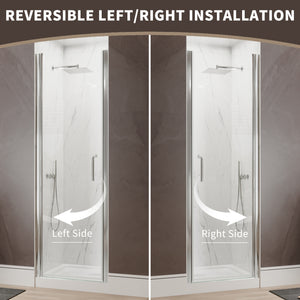 34 In. to 36 In. x 72 In. Semi-Frameless Pivot Shower Door